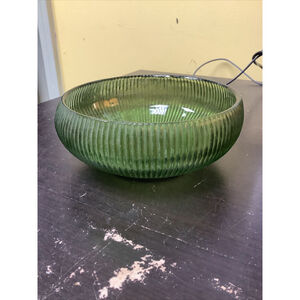 Vintage E.O. Brody Co. Cleveland Depression Glass Green Ribbed Bowl/Flower Vase